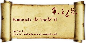 Hambuch Árpád névjegykártya